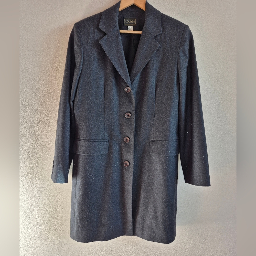 100%  Wool Light Jacket By Louben Vintage Size 8 Dark Grey